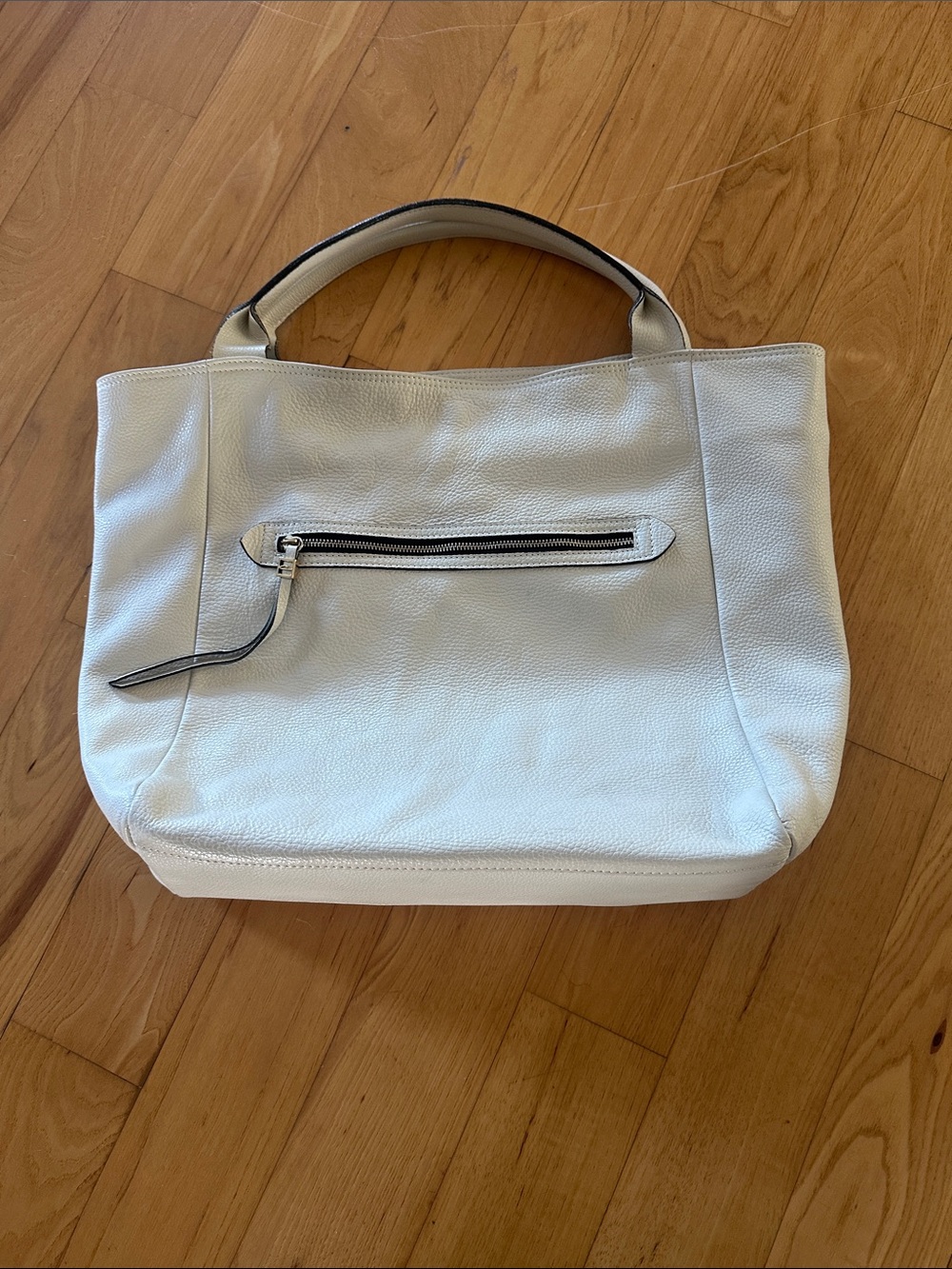 Classic cream Leather Tote Bag